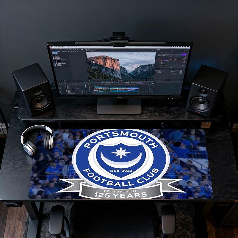 Portsmouth FC Mouse Pad, Large Gaming Desk Mat, Non-slip XXL Mousepad for Laptop & Tablet, Mini PC Playmat with Stitched Edges
