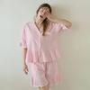 Lunaluz Women Cotton Blend Short Sleeve Collar Neck Two Piece Pajamas