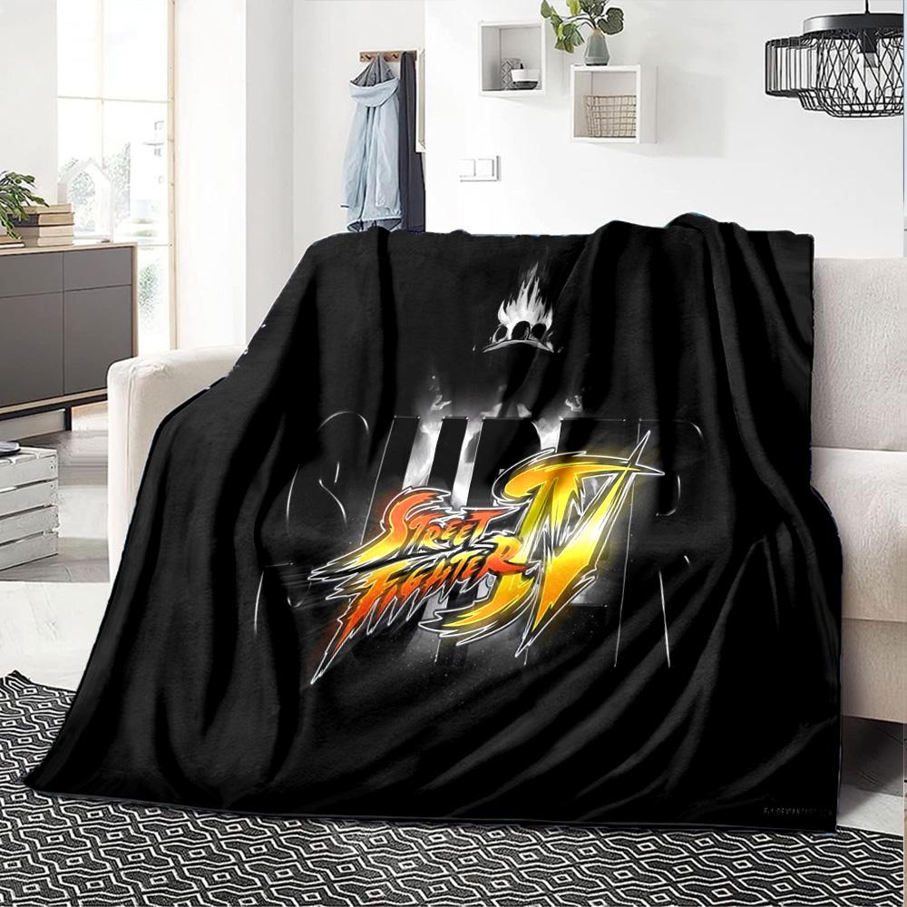 Street Game Characters Flannel Blanket, Soft Polyester, Modern Design, All-Season for Camping, Travel, Gifts for Holidays or Birthdays