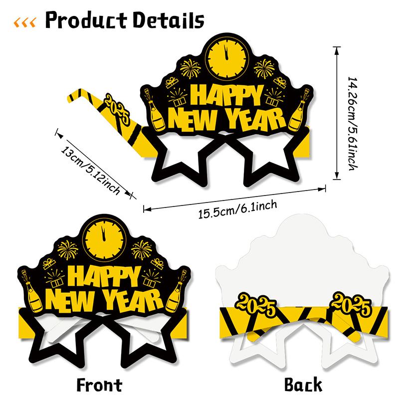 8pcs Happy New Year Paper Glasses 2025 Eyeglasses Frame Photo Booth Props New Year's Eve Party Decoration Christmas Supplies