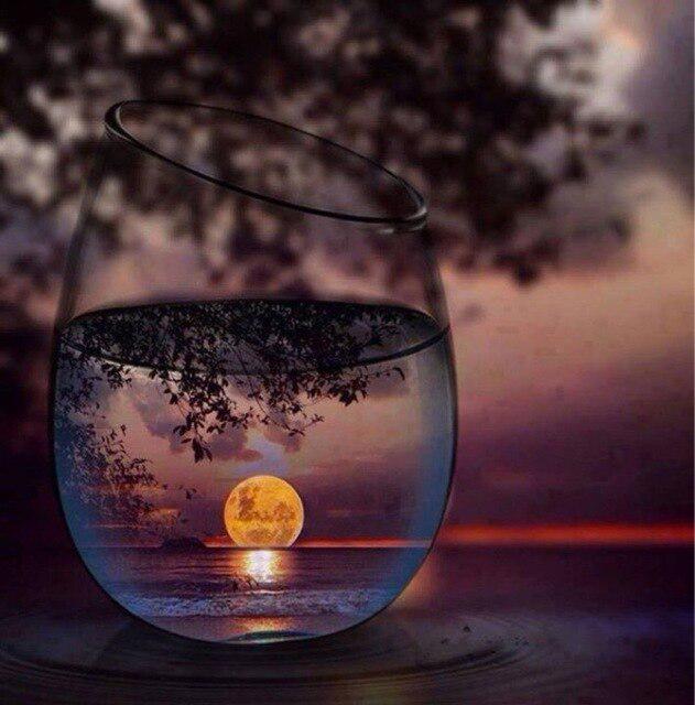 Cup DIY 5D Diamond Painting Full Round Drill Mosaic Sunset Seaside Diamond Embroidery Handmade Kit Holiday Gift Home Decoration