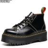 Martin Boot Hole 1 Monkey Face Locomotive Boots Women, Leather British Short Boots Round Head Men and Women Thick Bottom 100