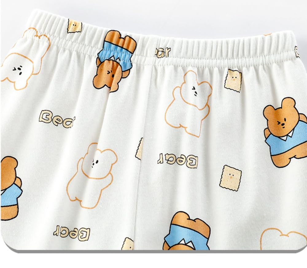 Jaydyequ Baby Pajamas for Long Sleeve Loungewear Front Bear 110cm Boys, Spring/Autumn/Summer, Set, Kids' Roomwear, Gift, Buttons, Print, Blue,