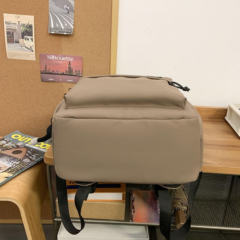 Men's Large Capacity Solid Color Backpack Women Travel Bag Junior High School Student Schoolbag