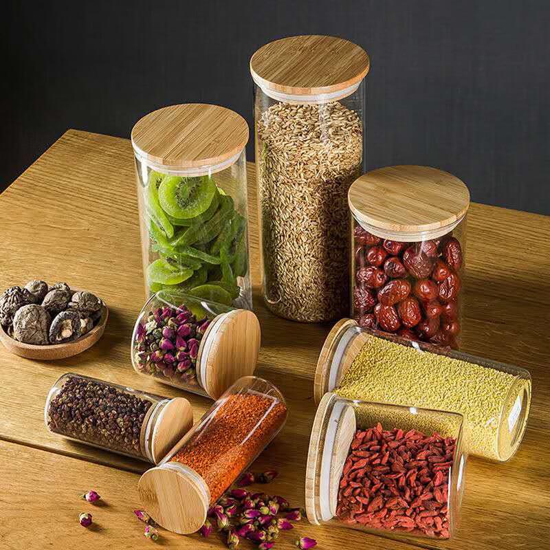 Glass Storage Jars with Bamboo Lids