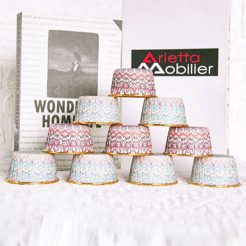 50pcs Golden Foil Cupcake Liners Ramadan Decoration cake Baking Cup 2025 Muslin Eid Mubarak party Muffin Cupcake Supplies