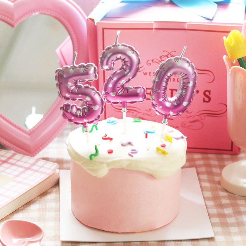 Rainbow Number Candle Digital 0-9 Birthday Party Decor Pink Balloons Gradient Candles Birth Wedding Anniversary Candle