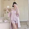 Three-piece Pajamas Women's Summer 1011 New Ice Silk Sexy Suspenders Three-piece Set Pure Desire Wind Loungewear Set Thin