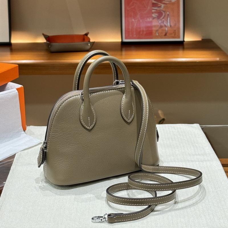 2026 new leather women's bag first layer cowhide method sheep pattern mini shell bag bowling ball portable oblique span women's bag