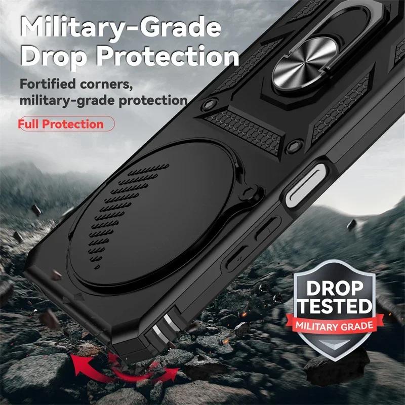 For Xiaomi Redmi 14C 4G Case Armor Shockproof Slide Lens Cover For Redmi14C Magnet Car Holder Ring Case For Redmi 14C Funda