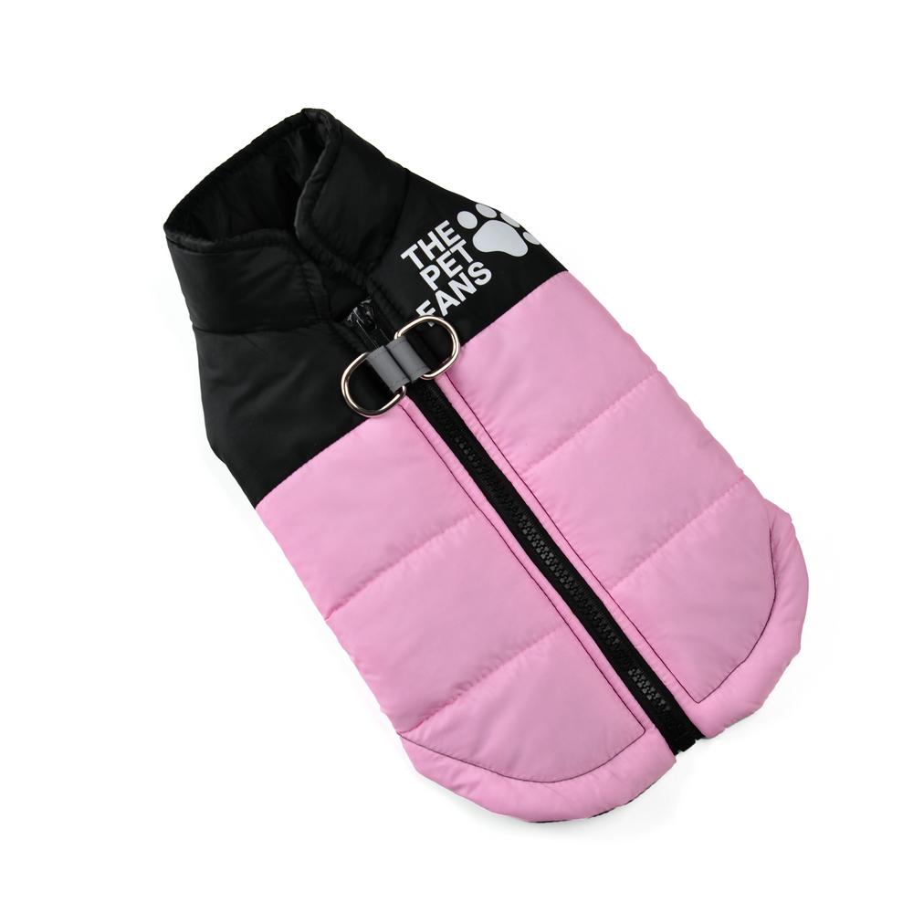 

Теплая куртка для собак, зимняя ветрозащитная одежда для щенков маленьких и средних собак с D-образным кольцом, светоотражающий костюм для чихуахуа, шнауцера, пальто S розовый
