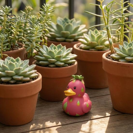 Creatieve Figuur voor Slaapkamer Whimsical Watermeloen & Pitahaya Eend Figuur, Grappig Hars Beeldje, Schattige Dierlijke Verzamelobjecten Bureau Decoratie Huis