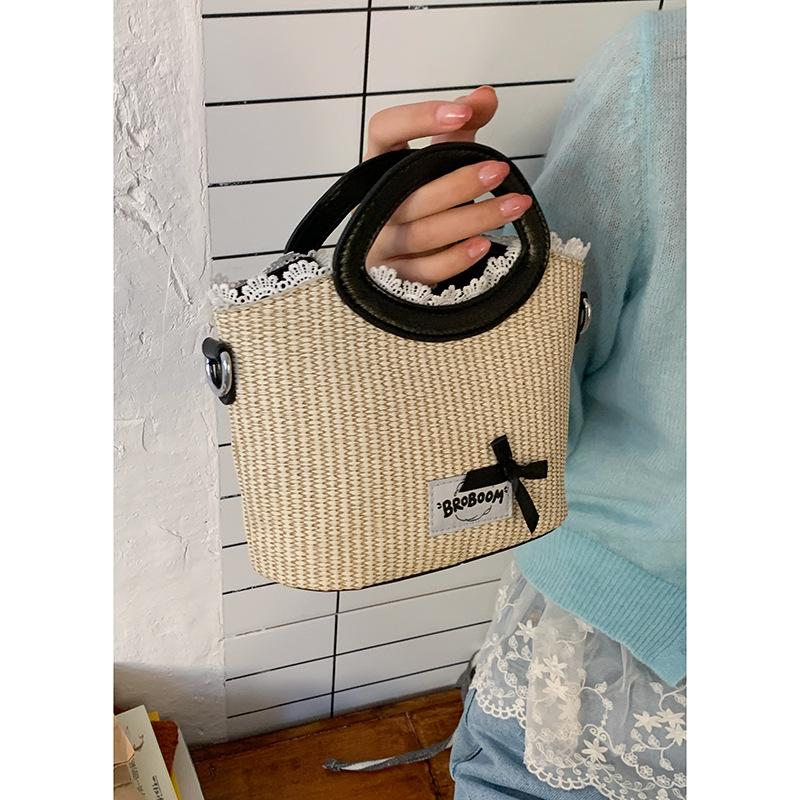 Summer Fashion Straw Bag Women's  New Sweet Girl Feeling Portable Vegetable Basket Bag Versatile Messenger Bag