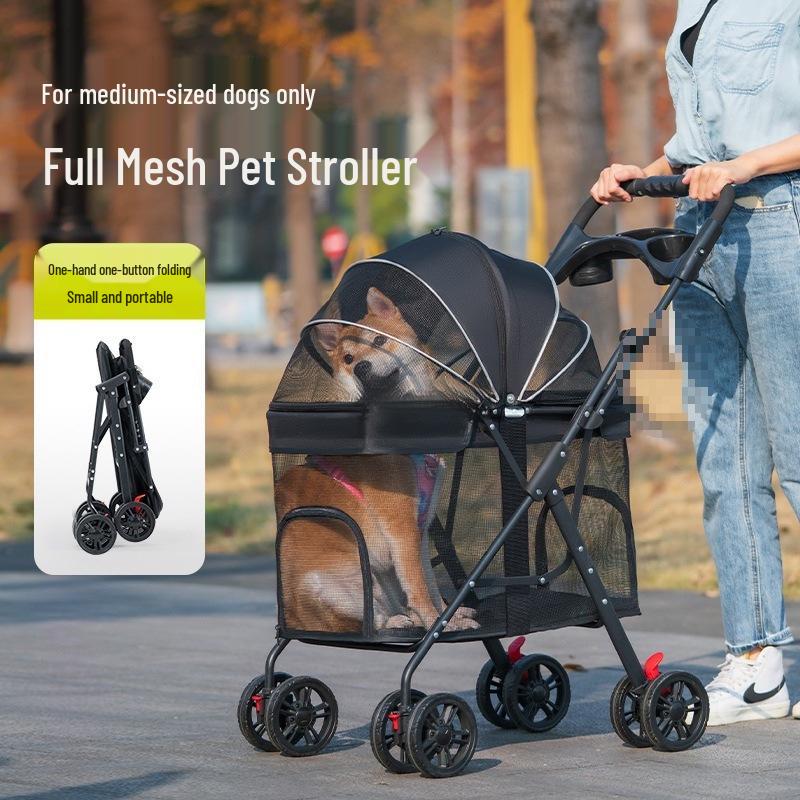 Medium & Large Pet Stroller for Dogs & Cats - Lightweight, Foldable, Ideal for Outings