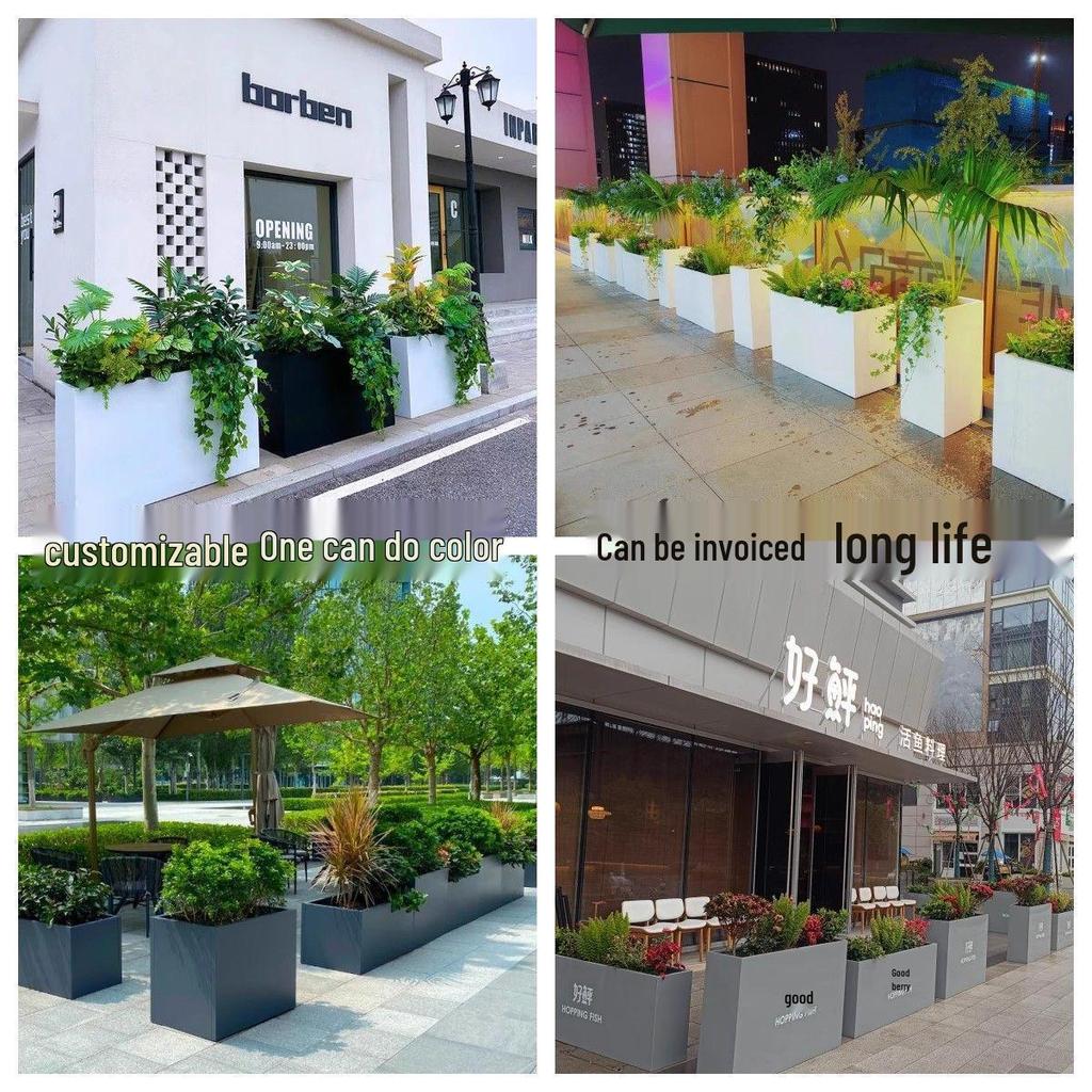 Wrought Iron & Stainless Steel Outdoor Flower Box Divider Fence for Courtyards and Commercial Spaces