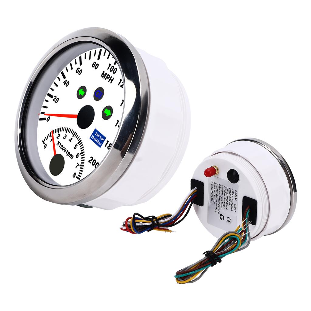85mm 0‑200MPH GPS Speedometer 0‑8000rpm Tachometer Gauge Overspeed Alarm LCD Red Backlight for Car Boat
