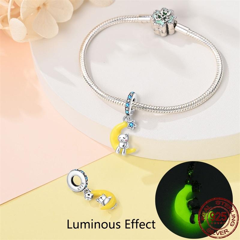 Copper Classical Butterfly Luminous Star Moon Pendant Fit 3Mm Pan Bracelet Diy Beads Fashion For Women Jewelry Gift