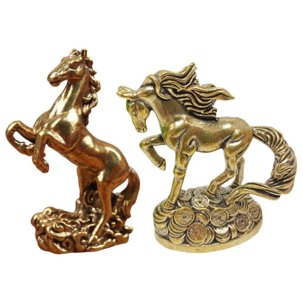 Chinese Style Copper Horse Sculpture Mini Traditional Running Horse Ornaments Unique Good Luck Horse Year Miniature Ornament