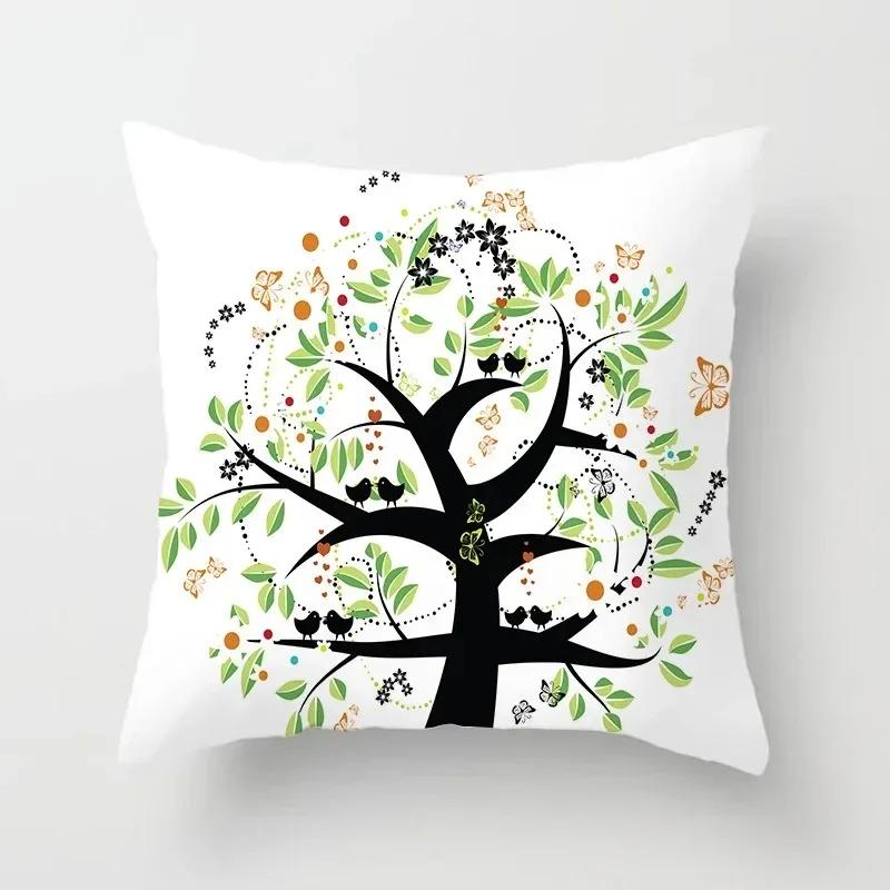 Luxury Home Decor Pillowcase Living Room Sofa Cushion Cover Creative Painting Colorful Tree Print Cushion Cover