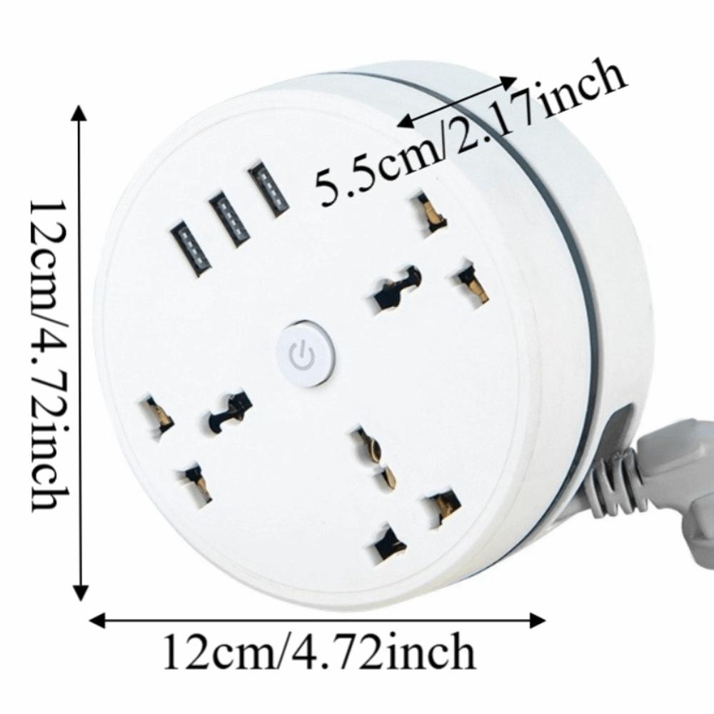 3 USB Ports Portable Extension Socket Round Design USB Charger Plug  International Travel
