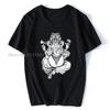 Ganesha T-Shirt Elefantengott T-Shirt Herren Schwarz Weiß T-Shirt Einfach Lässig Geburtstagsgeschenk Oberteile Tee Harajuku Streetwear