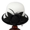 Hat Women's Autumn and Winter Warm Woolen Hat Temperament Dome Top Hat Elegant Retro Mesh Flower Fashion Hat