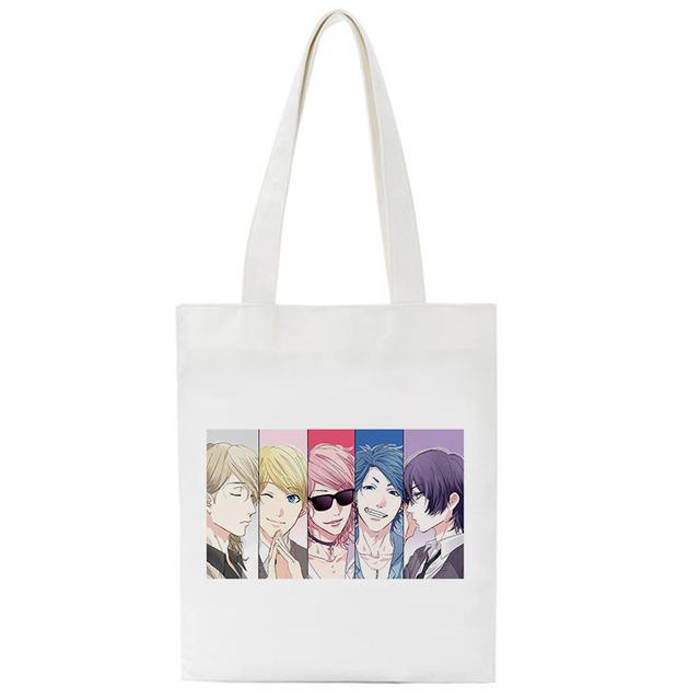 Nákupní taška Yarichin Bitch Club Potisk Anime Dámská Bavlněná Tkanina Bílá Kabelka Taška Harajuku Tašky přes rameno Ženy Plátěná taška