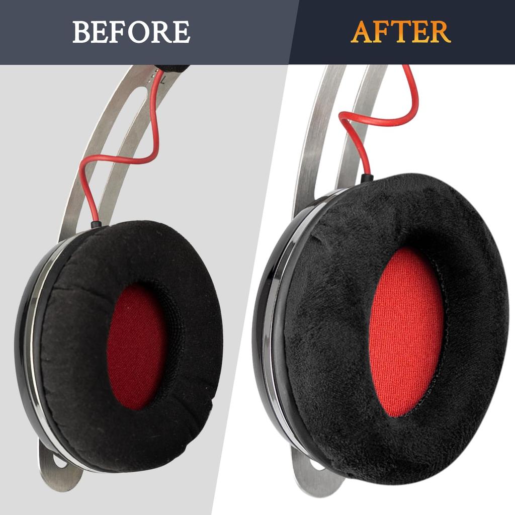 SOULWIT Replacement Ear Pads and Ear Cushions for Sennheiser Momentum and HD1 Ear Black On-Ear 1, On-Ear 2, On-Ear Headphones, Nano-Material Cups,