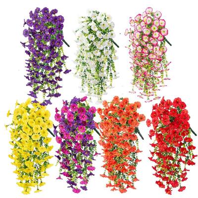 2 Stück 75cm Heimdeko Hängende Künstliche Blumen UV-Beständig Gefälschte Petunien Prunkwinde Wandblumen-Girlande für Garten Hochzeit
