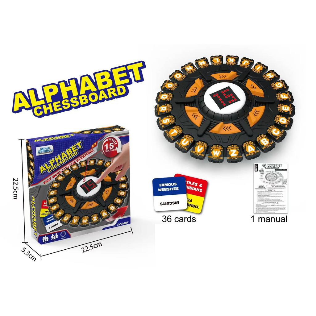 24-Key Crazy Alphabet Board Game 36 Cards 144 Categories Fast Rhythm Word Game 3D Early Learning Fast-Paced Board Game Party