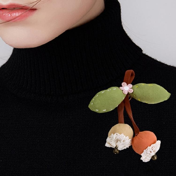 Fabric Fruit Brooch Hawthorn Cherrys Accent Portable For Casual Formal Occasions