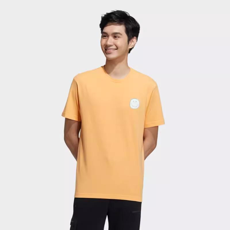 Adidas Neo Smiley Print Sport Crew Neck Retro American Dopamine T-Shirt Men Tops Orange-Yellow GP5789