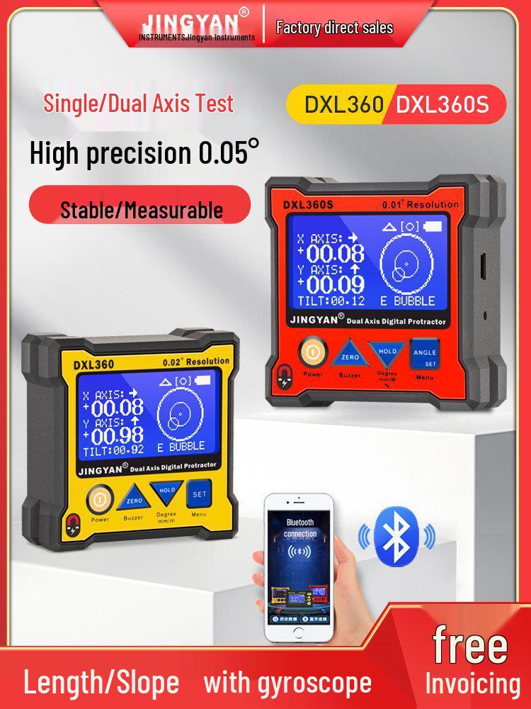 Jingyan DXL360S Dual-Axis Digital Angle Meter with High-Precision Inclinometer and Gyroscope No