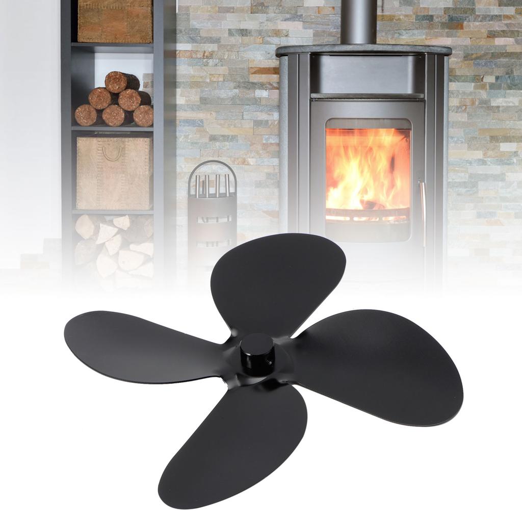 4 Blades Fireplace Fan Blade Stove Fan Blades Replacement Parts Home Stove AccessoriesBlack