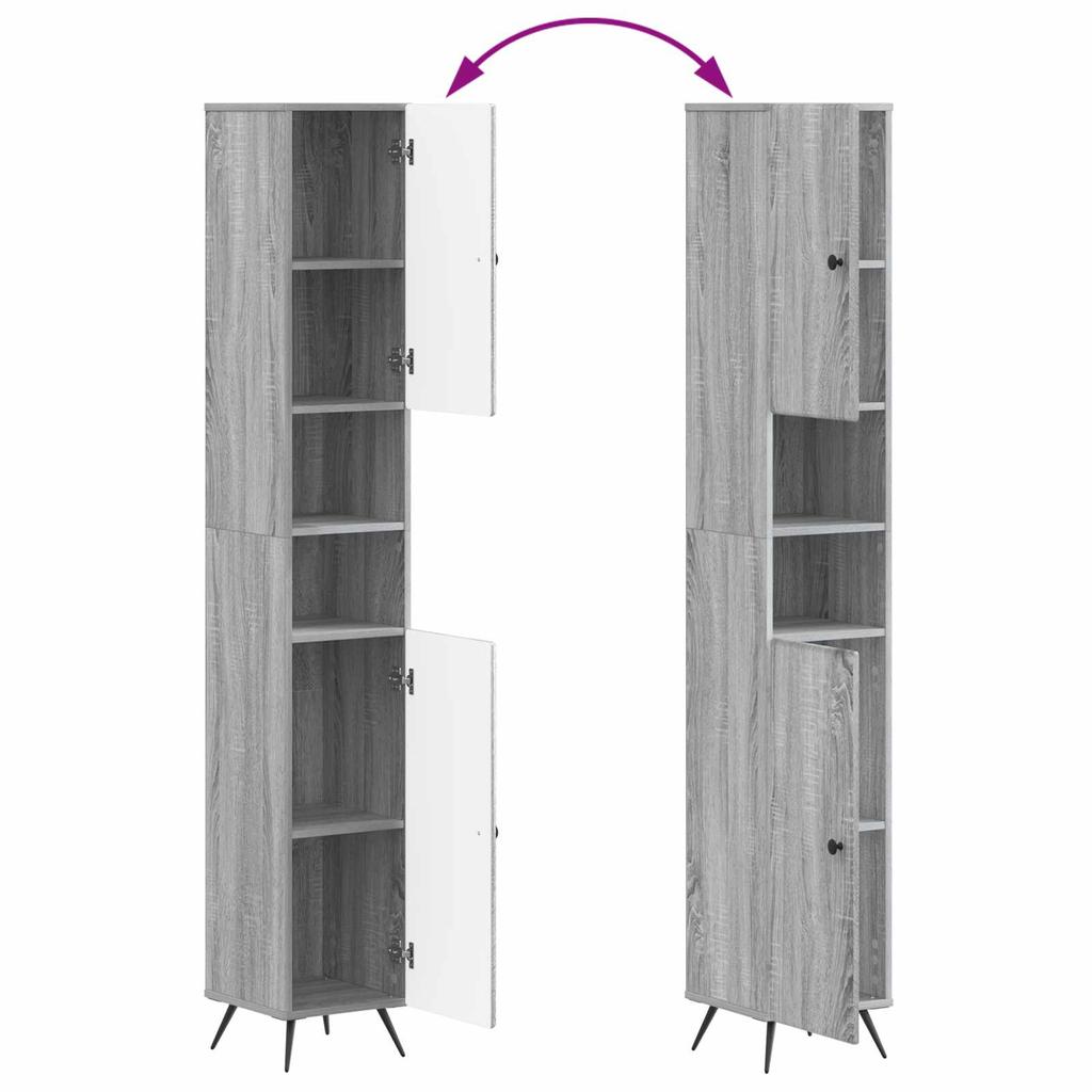 Bathroom Cabinet with Open Shelf BREDA Sonoma Grey