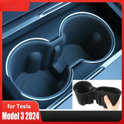 For Tesla Model 3 Water Cup Holder Insert Center Console Organizer TPE Storage Box Model3 Car Accessories