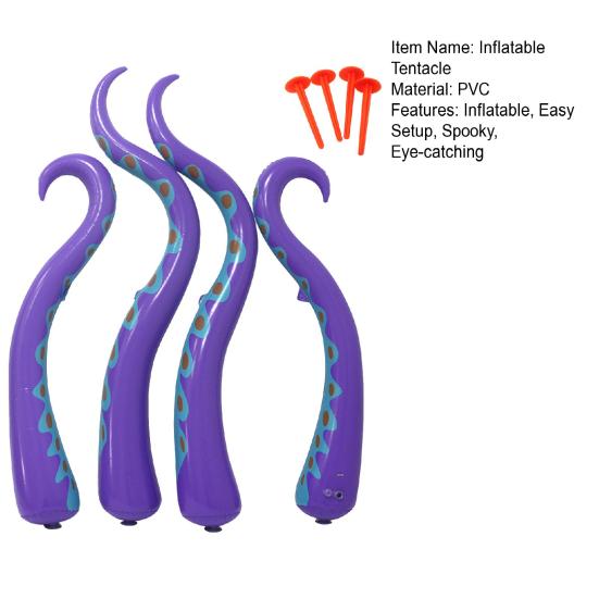 4 Pcs Halloween Inflatable Octopus Tentacle Huge Blow Up Purple Octopus Legs Outdoor Decorations for Yard Garden Lawn Decor