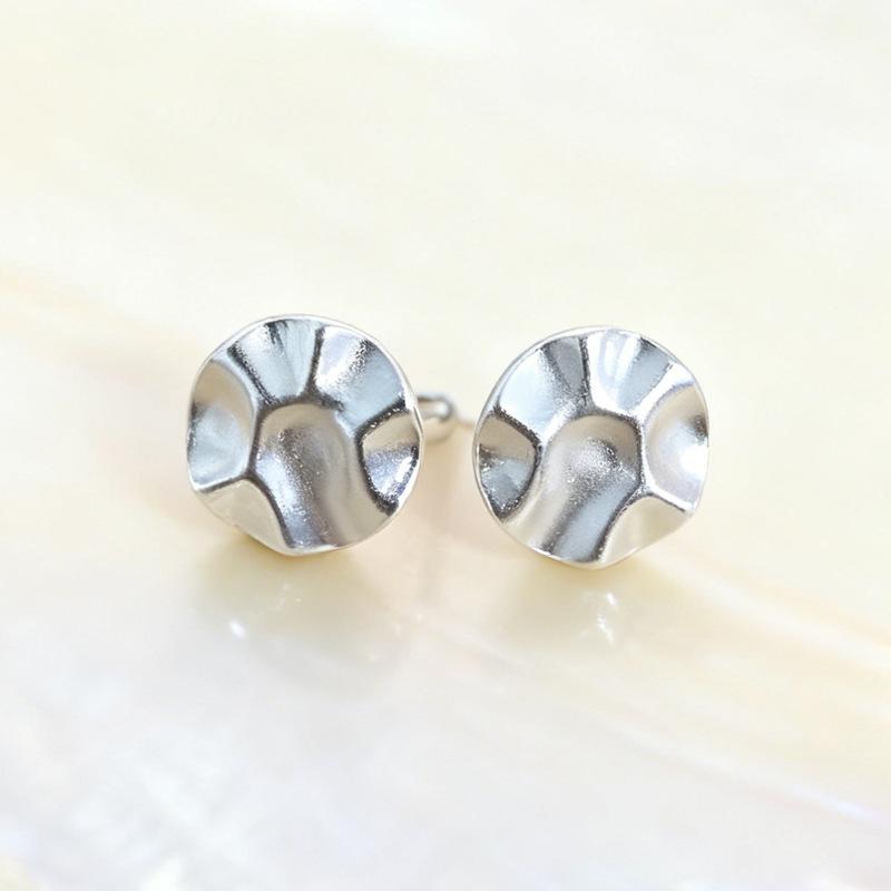 New Creative Pleated Disc 925 Sterling Silver Jewelry Personality Geometric Earrings TYB620