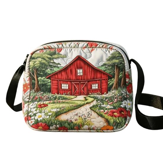 Quilted Crossbody Bag for Women, Adjustable Strap Casual Handbag, Lightweight Portable Travel Purse, Single Shoulder Bag with Zipper