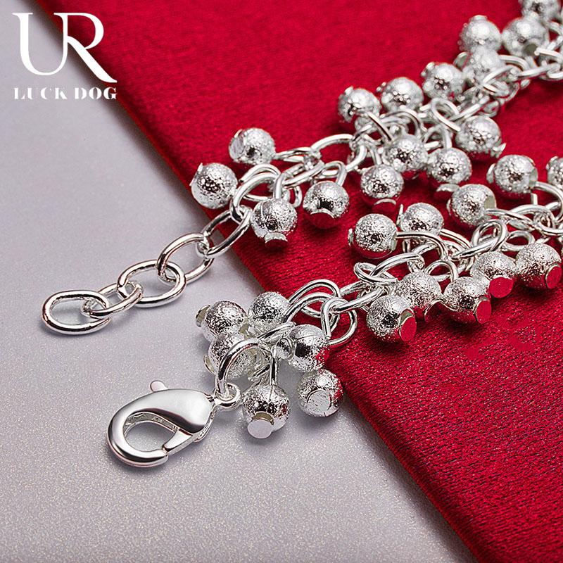 Brățară cu lanț de mărgele cu două rânduri din argint 925. Bijuterii de nuntă la modă