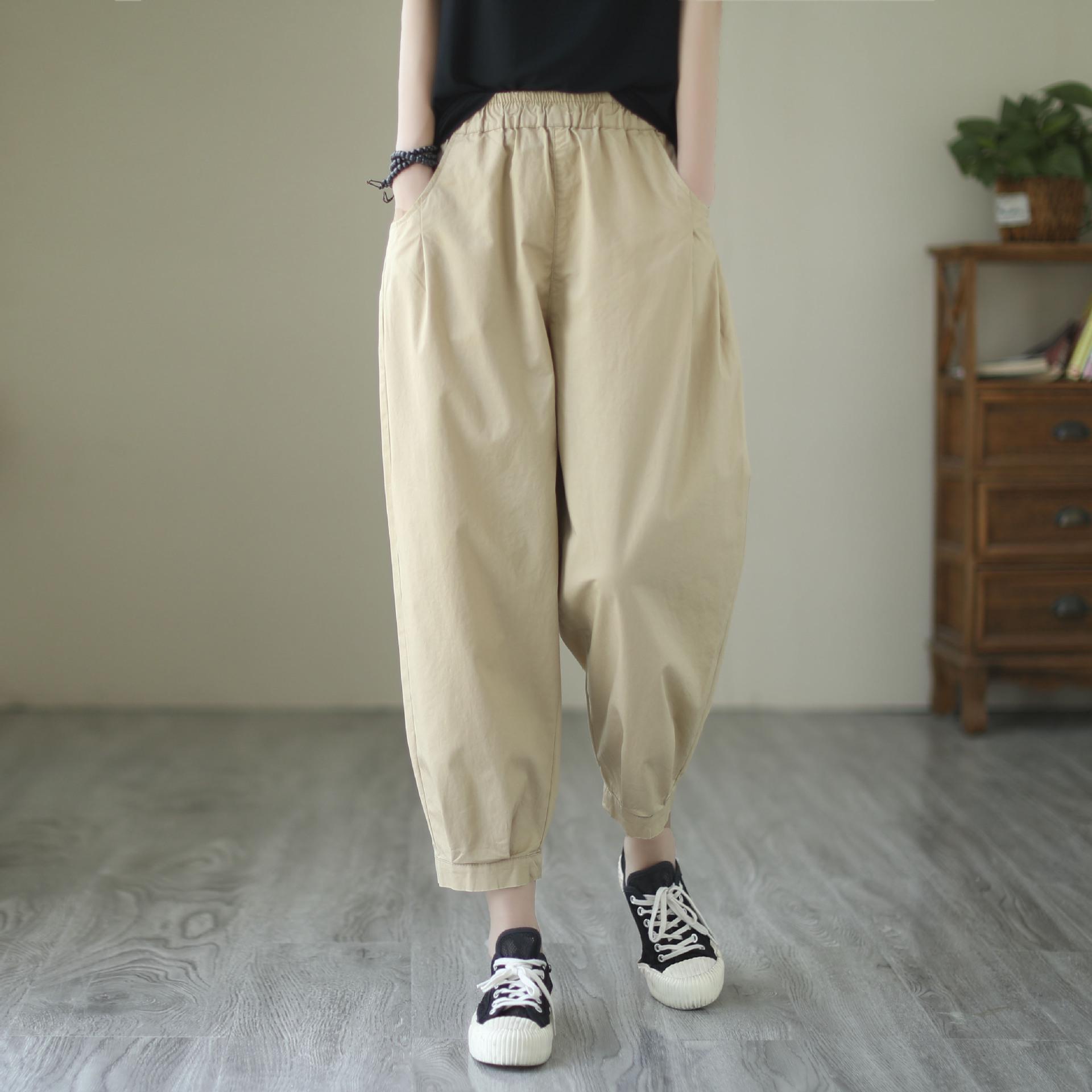 

Women s High Waist Wide Leg Carrot Pants - Loose, Casual, Harem Style for Autumn M (100-140 lbs)