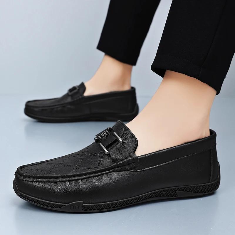 Fashion Leather Men Casual Shoes Brand Formal Mens Loafers Moccasins Breathable Slip On Retro Driving Shoes Men Casual Sneakers