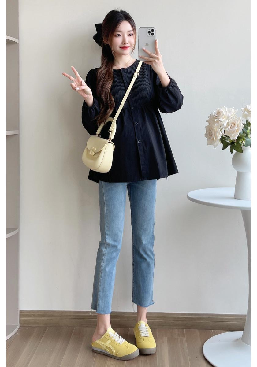 Maternity Wear 2026 Spring/Autumn Stylish Loose Slimming Doll Shirt XL