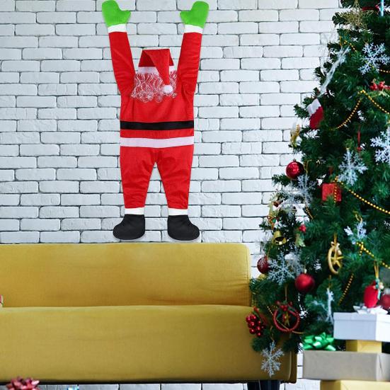 Large Christmas Santa Claus Ornaments Cute Climbing Santa Hanging Decoration for Outside Roof Window Wall Decor