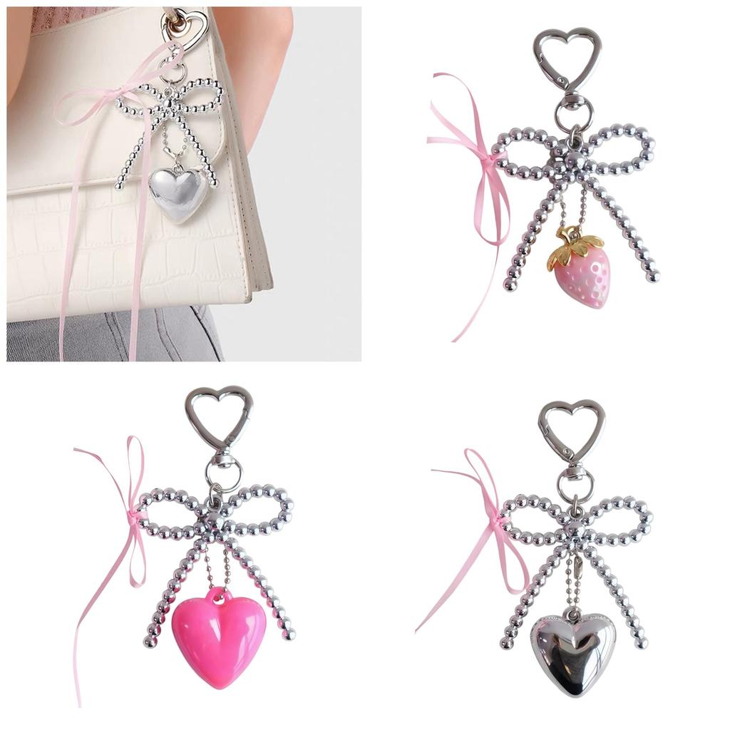 Strawberry Beads Keychains Handmade Bag Pendants Delicate Handmade Bag Charm Alloy Texture for Ladies Accessories