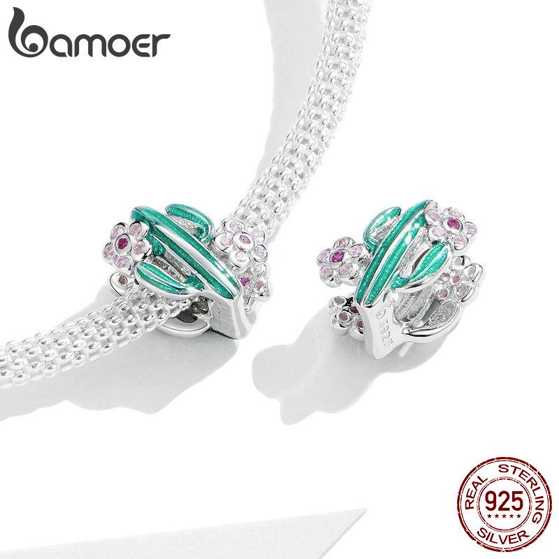 Breloc cu margele cu pandantiv din argint 925 BAMOER pentru brățară originală