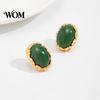Commuter Accessories for Office 1 Pair Vintage Oval Stud Earrings Women, Retro Statement Lightweight Jewelry Women Gemstone Earrings, Gold Frame