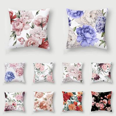 Rose Collection Floral Print Pattern Cushion Cover Home Living Room Sofa Decoration Square Polyester Pillow 45X45Cm