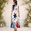 Women Plus Size Keyhole Neck Sleeveless Printed A Line Maxi Dress