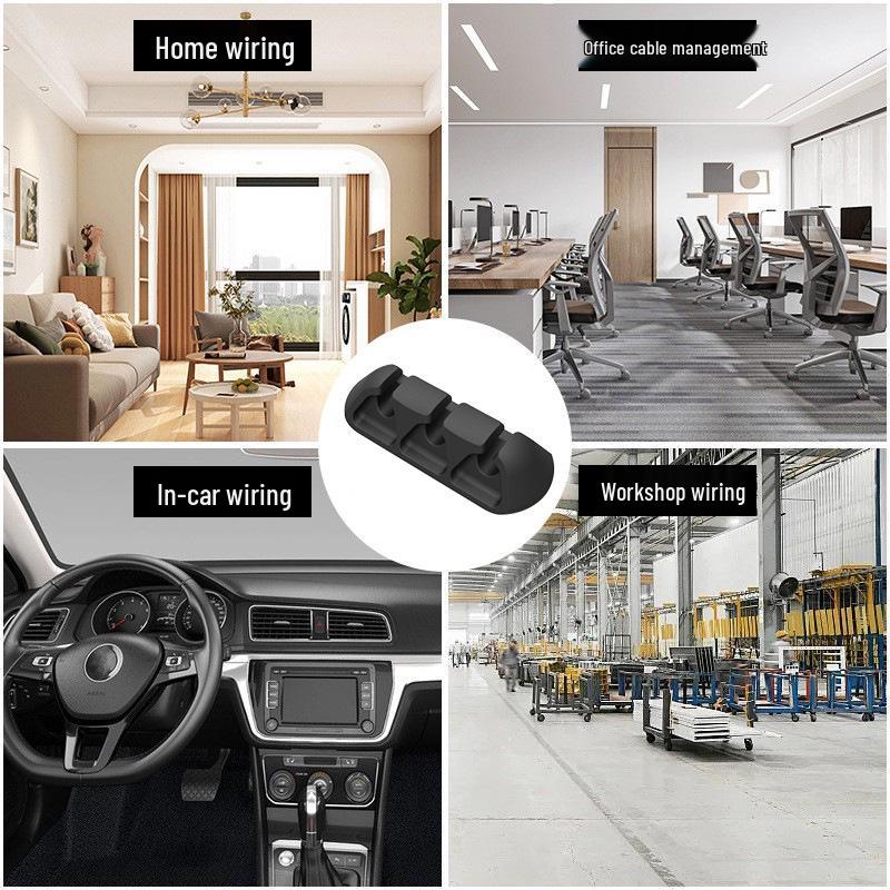 Self-Adhesive Silicone Cable Organizer Clips for Desk and Charging Cords